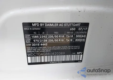 2018 Mercedes-Benz Gla 250 4Matic из США, поврежденный, VIN WDCTG4GB8JJ420389